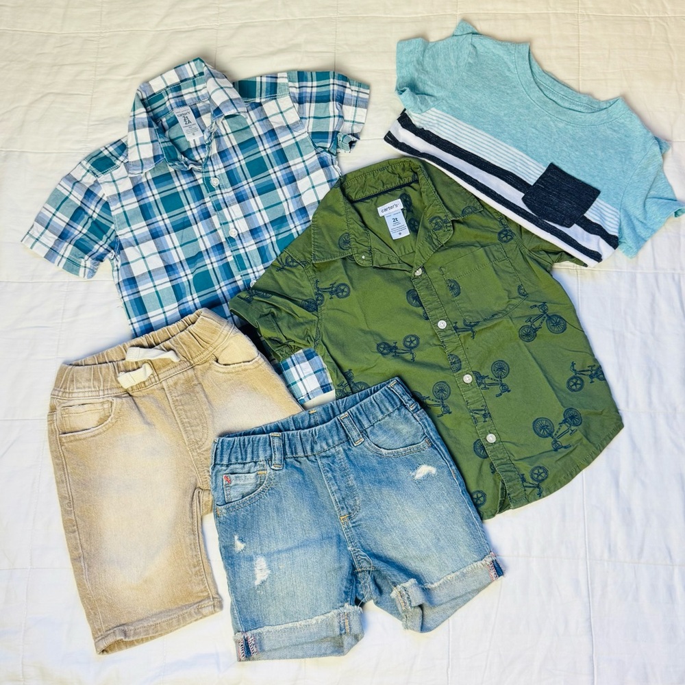 Toddler Boy Baby Gap Carters Vacation Shorts Button Down Shirts Sets Bundle Lot